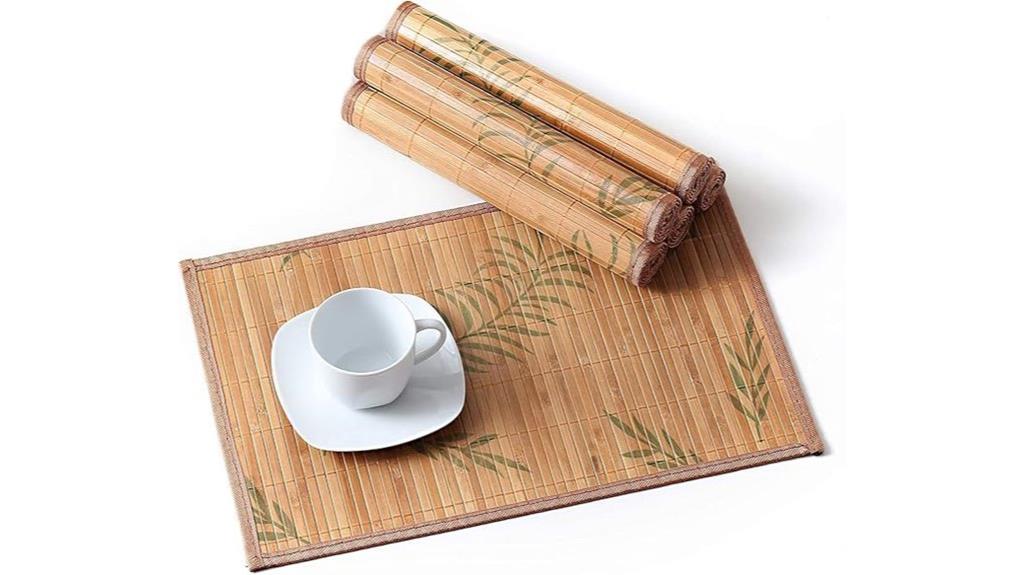 six bamboo leaf placemats