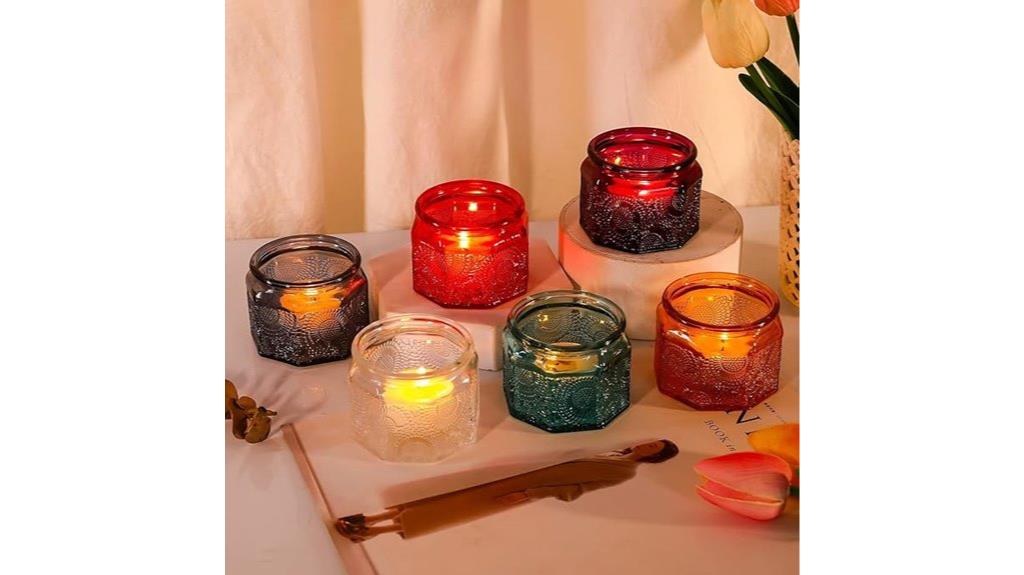 six glass candle holders