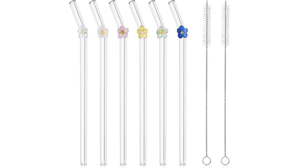 six glass straws set