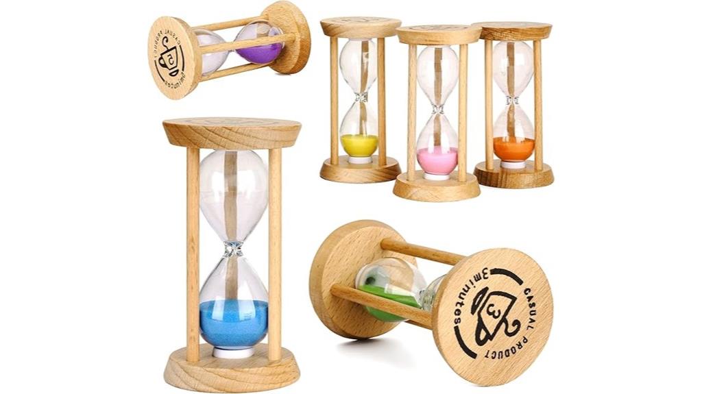 six piece wooden sand timers