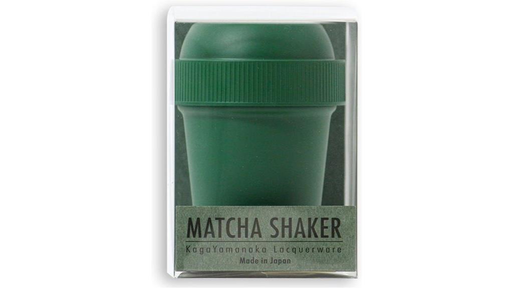 small green tea shaker