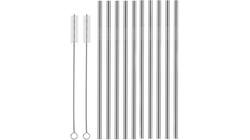 ten stainless steel straw set