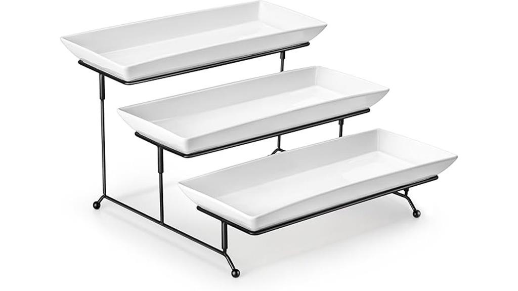 three tier porcelain serving tray