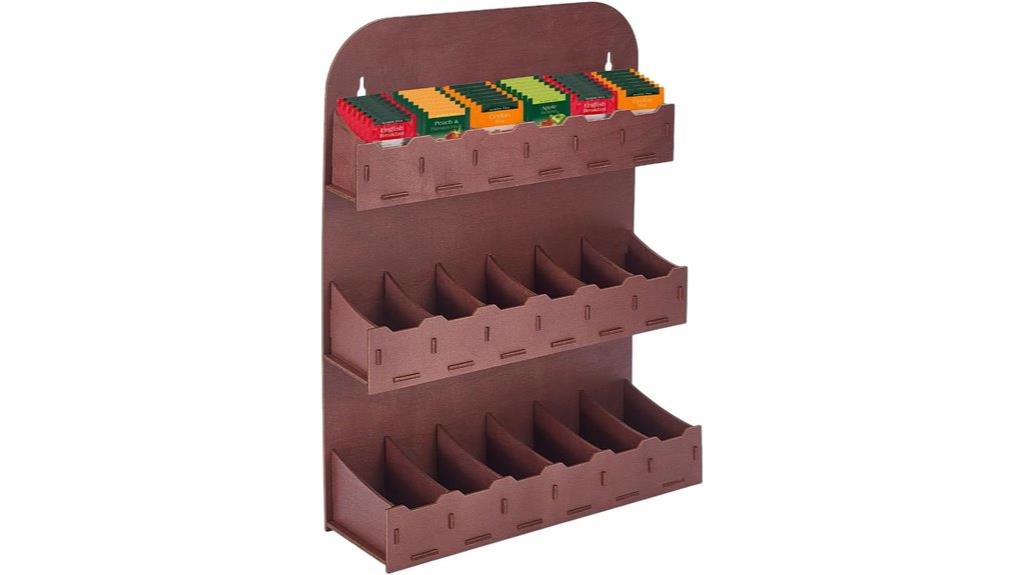 three tier wooden tea holder