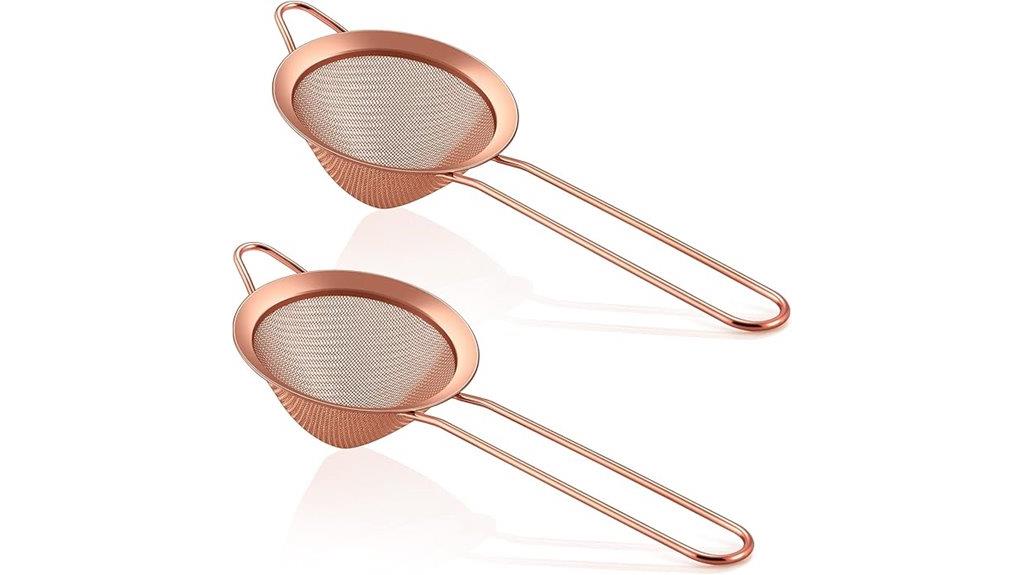 two conical mesh strainers