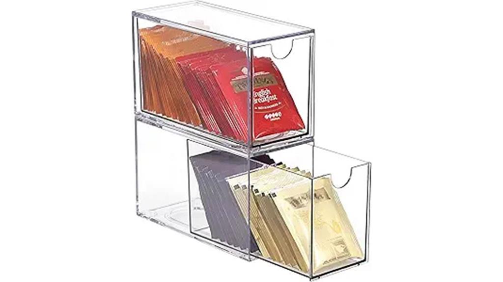 two drawer tea bag organizer