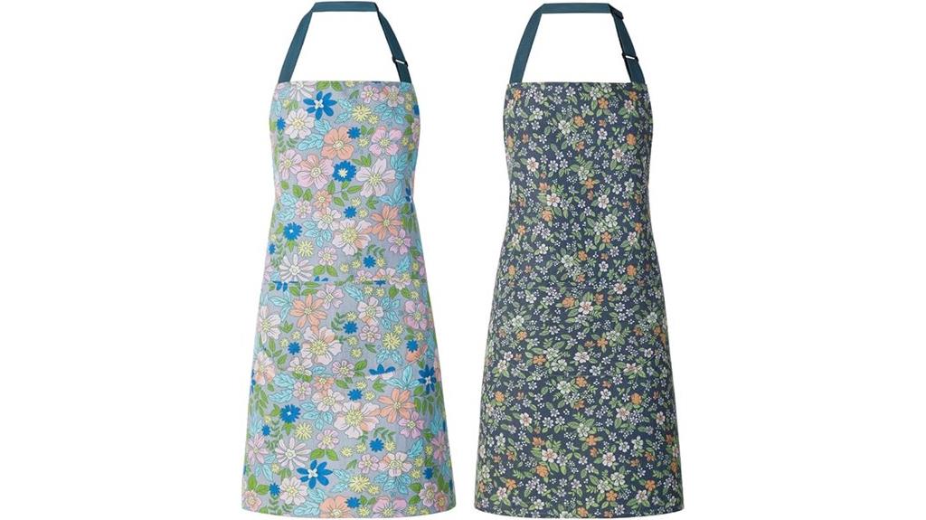 two floral aprons