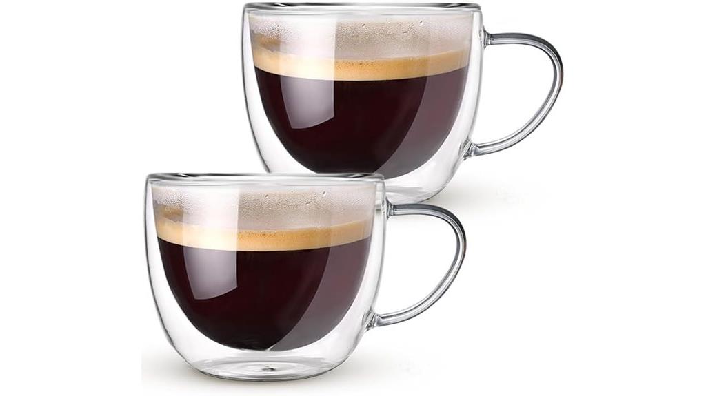 two insulated glass mugs