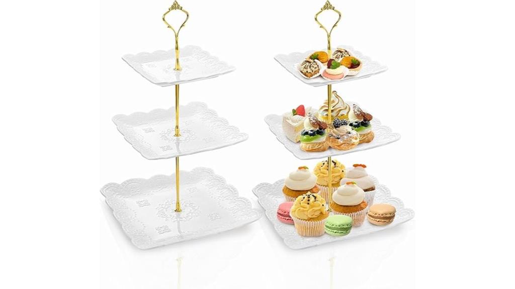 two tier ceramic dessert stands