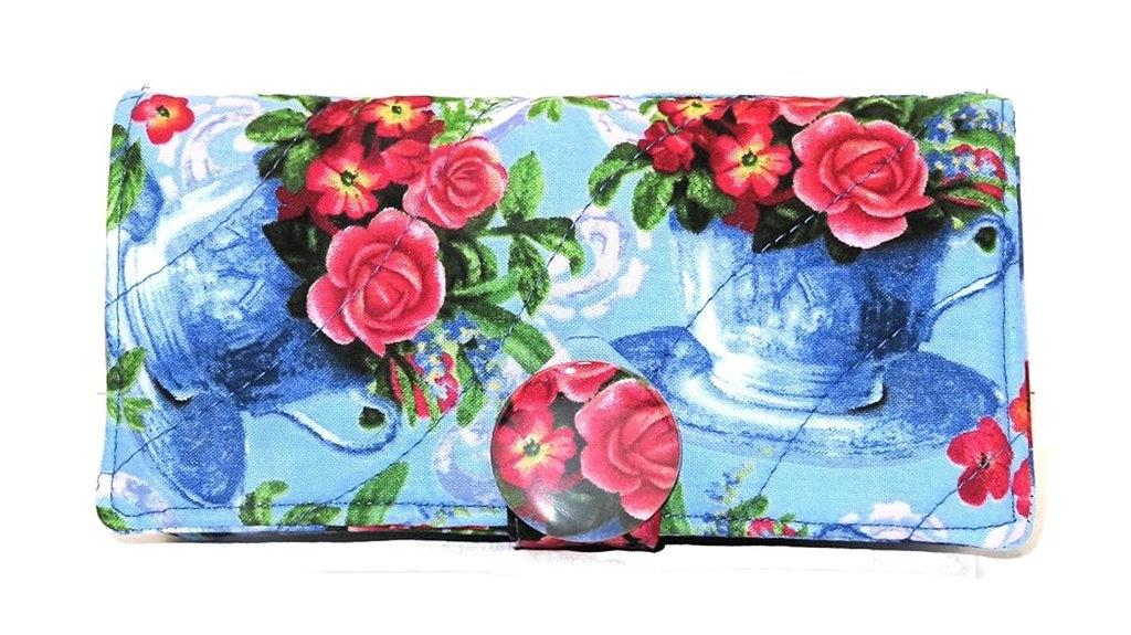 vintage blue tea bag wallet