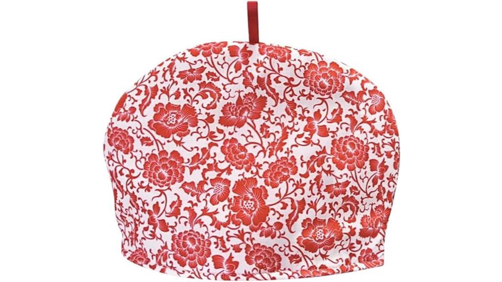 vintage red flower tea cozy