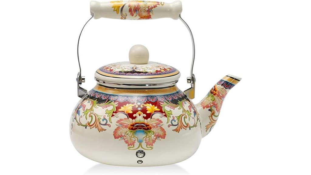 white flowered tea kettle