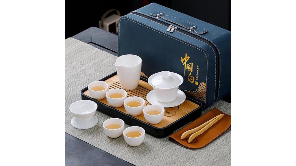 white gongfu tea set