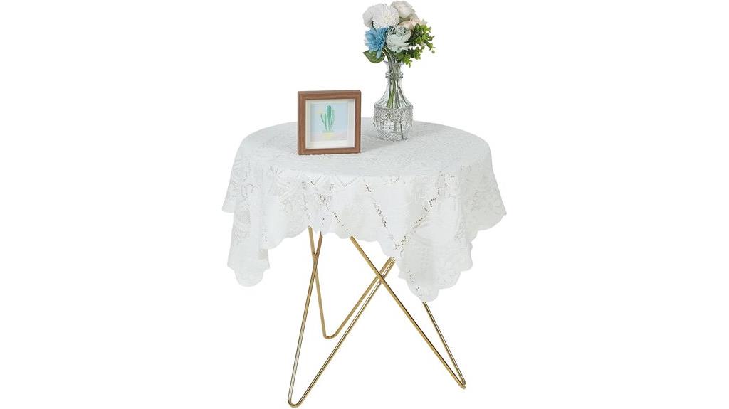 white lace round tablecloth
