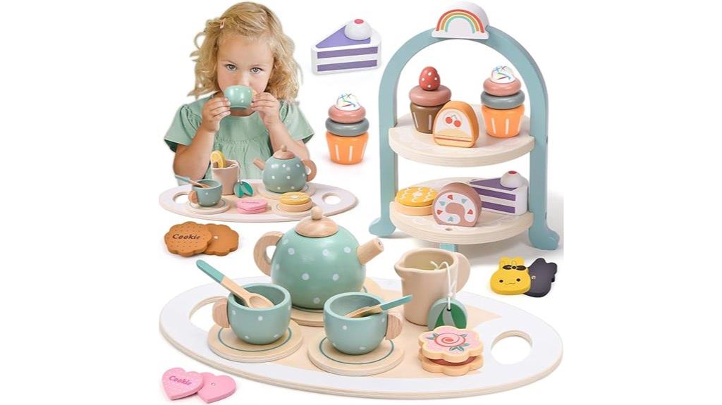 wooden girl s tea party set