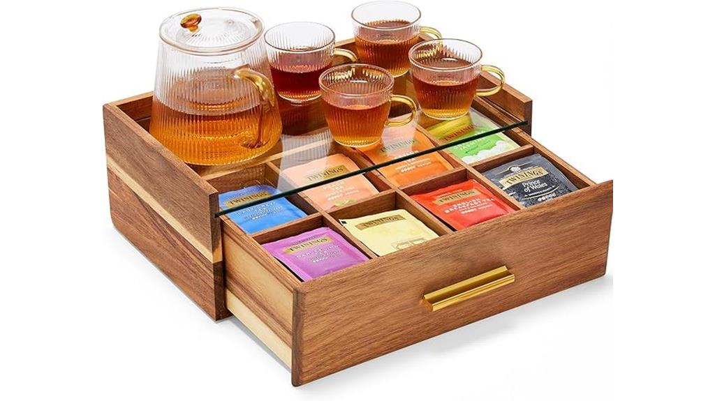 wooden tea storage drawer