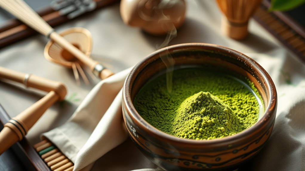 meditative ritualistic matcha preparation