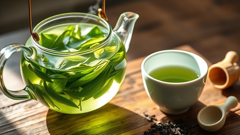 perfect green tea brewing
