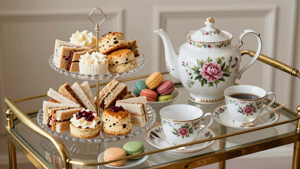 elegant tea serving cart