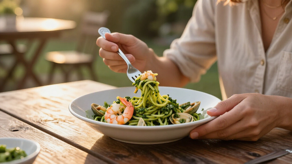 Pasta Fredda Al Pesto E Gamberi