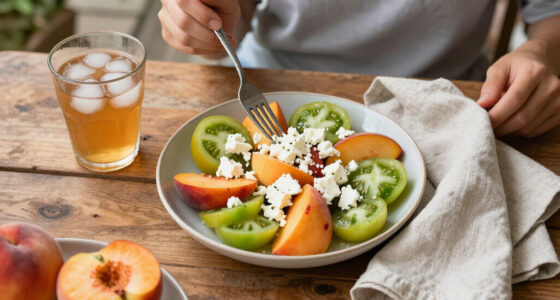 Insalata Di Pesche E Pomodori Verdi Con Feta