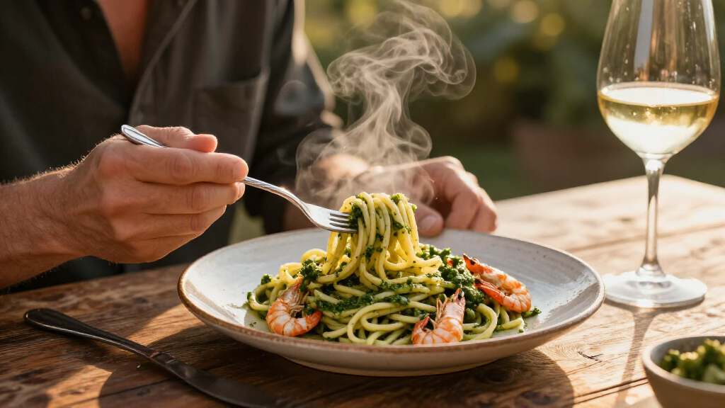 Pici Con Pesto Di Gamberi